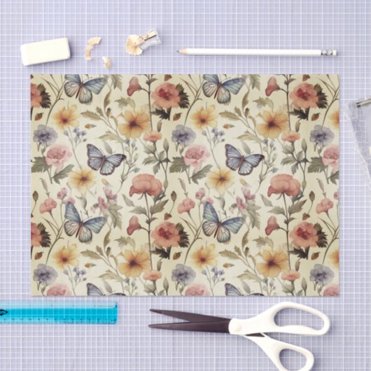  Vlinders en Bloemen Decoupage Patroon Tissuepapier (Craft)