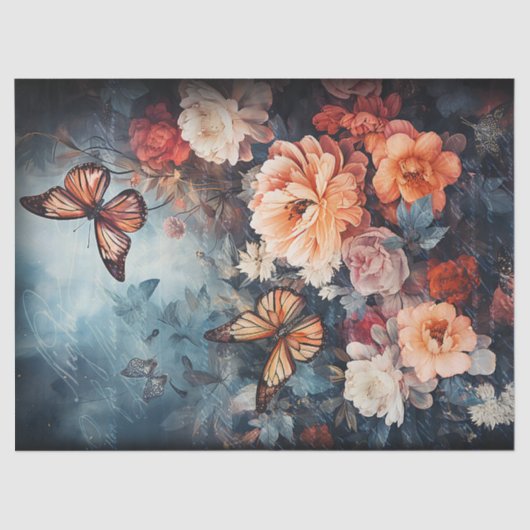 Vlinders en Bloemen Decoupage Tissuepapier (Voorkant)