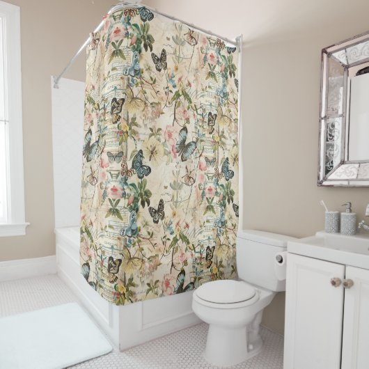  Vlinders en Bloemen Douchegordijn (In situ)
