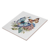 Vlinders en bloemen en groen tegeltje (Zijkant)