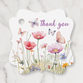 Vlinders en bloemen geschulpte Favor Tags Bedankjes Labels