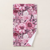 Vlinders en bloemen in verschillende tinten roze bad handdoek (Handdoek)