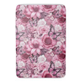 Vlinders en bloemen in verschillende tinten roze badmat (Voorkant Verticaal)