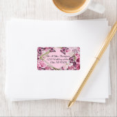 Vlinders en bloemen in verschillende tinten roze etiket (Insitu)