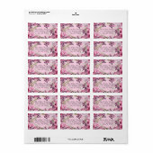 Vlinders en bloemen in verschillende tinten roze etiket (Full Sheet)