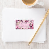 Vlinders en bloemen in verschillende tinten roze etiket (Insitu)