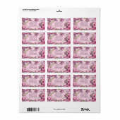 Vlinders en bloemen in verschillende tinten roze etiket (Full Sheet)