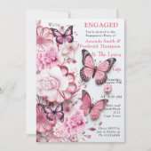 Vlinders en bloemen in verschillende tinten roze kaart (Voorkant)