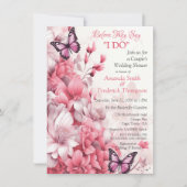 Vlinders en bloemen in verschillende tinten roze kaart (Voorkant)