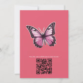 Vlinders en bloemen in verschillende tinten roze kaart (Achterkant)