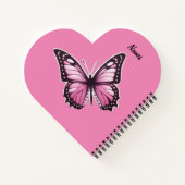 Vlinders en bloemen in verschillende tinten roze notitieboek (Achterkant)