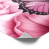 Vlinders en bloemen in verschillende tinten roze poster (Hoek)