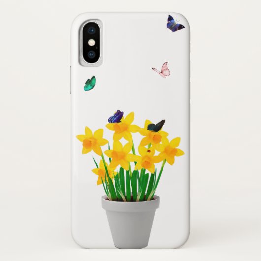 Vlinders en bloemen iPhone X Hoesje (Achterkant)