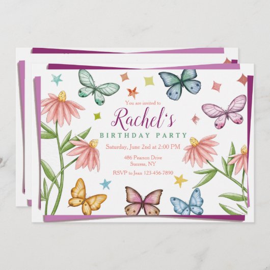 Vlinders en Bloemen Kaart (Voorkant / Achterkant)