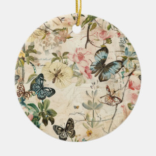 Vlinders en Bloemen Keramisch Ornament
