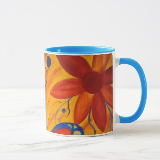 vlinders en bloemen Keramische mok (Rechts)