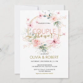 Vlinders en bloemen Koppel Shower Uitnodiging