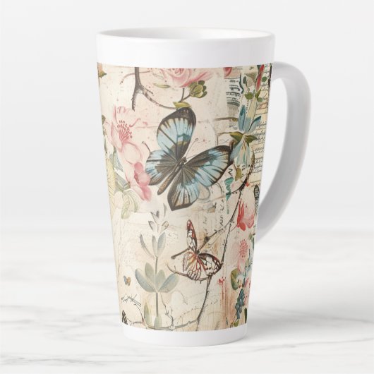  Vlinders en Bloemen Latte Mok (Rechterhoek)