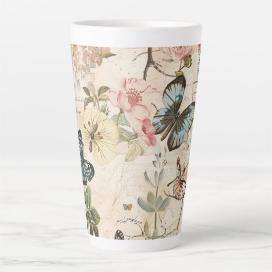  Vlinders en Bloemen Latte Mok (Voorkant)