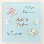 Vlinders en bloemen moeder dochter glazen onderzetter (Voorkant)