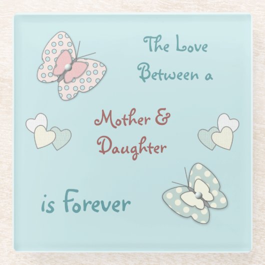 Vlinders en bloemen moeder dochter glazen onderzetter (Voorkant)