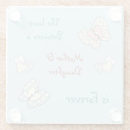 Vlinders en bloemen moeder dochter glazen onderzetter (Achterkant)