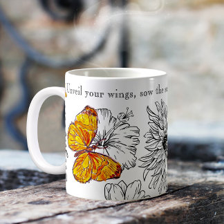 Vlinders en Bloemen Naam en persoonlijk bericht Koffiemok