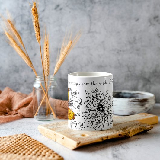 Vlinders en Bloemen Naam en persoonlijk bericht Koffiemok