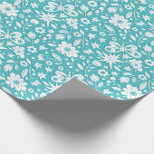 Vlinders en bloemen op Aqua Cadeaupapier (Hoek)