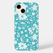 Vlinders en bloemen op Aqua Case-Mate iPhone Case (Achterkant)