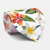 Vlinders en Bloemen Op Wit Stropdas (Opgerold)