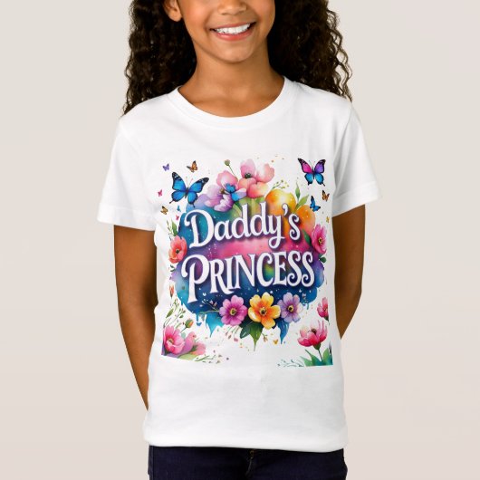 Vlinders en bloemen, papa's prinses t-shirt (Voorkant)