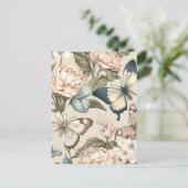 Vlinders en bloemen pastel briefkaart (Staand voorkant)