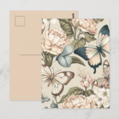 Vlinders en bloemen pastel briefkaart (Voorkant / Achterkant)