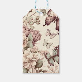 Vlinders en bloemen pastel decoratie cadeaulabel