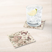 Vlinders en bloemen pastel decoratie kartonnen onderzetters (Insitu)