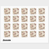 Vlinders en bloemen pastel decoratie vierkante sticker (Vel)