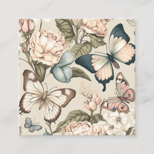Vlinders en bloemen pastel informatiekaartje (Voorkant)