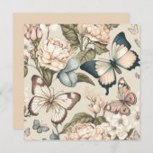 Vlinders en bloemen pastel kaart (Voorkant / Achterkant)