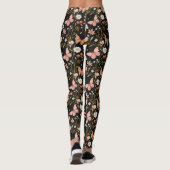 Vlinders en bloemen Pastel Roze Zwart Marmer Leggings (Achterkant)