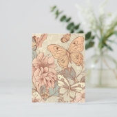 Vlinders en bloemen pastel RSVP kaartje (Staand voorkant)