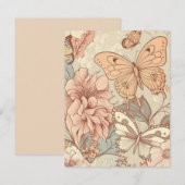 Vlinders en bloemen pastel RSVP kaartje (Voorkant / Achterkant)