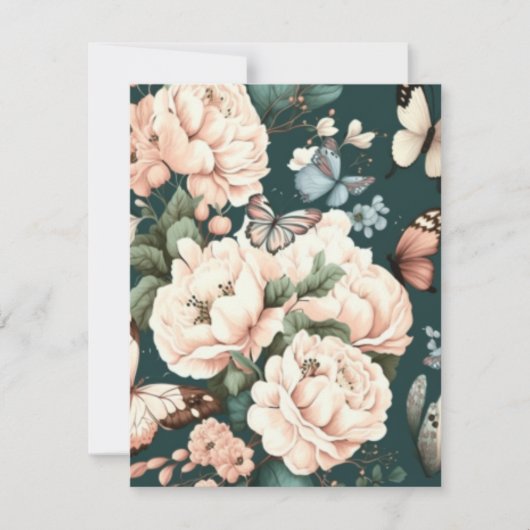 Vlinders en bloemen RSVP kaartje (Voorkant)