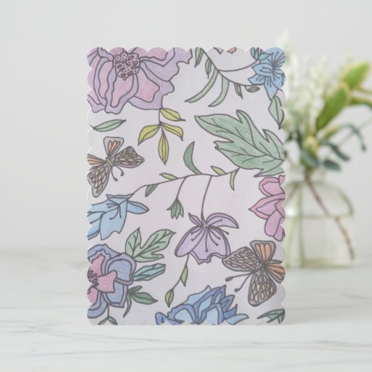 Vlinders en Bloemen  Save The Date (Staand voorkant)