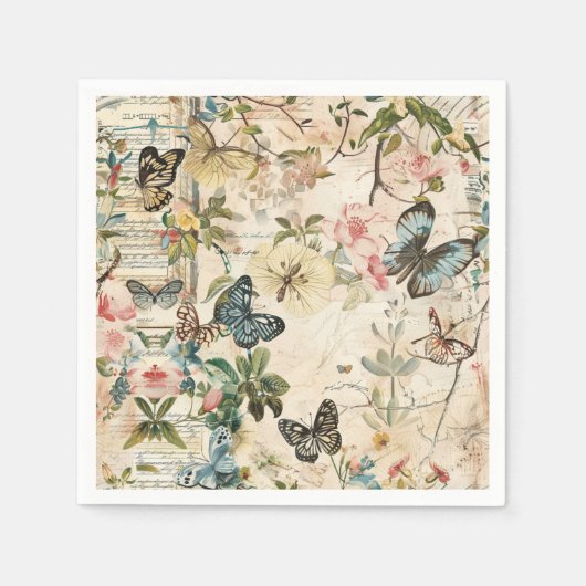  Vlinders en Bloemen Servet (Voorkant)