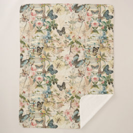 Vlinders en Bloemen Sherpa Deken