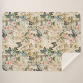 Vlinders en Bloemen Sherpa Deken (Voorkant (horizontaal))