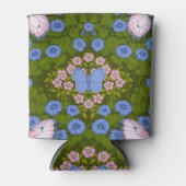 Vlinders en bloemen symmetrie, blauw en roze blikjeskoeler (Voorkant)