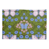 Vlinders en bloemen symmetrie, blauw en roze kussensloop (Achterkant-Links)