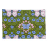 Vlinders en bloemen symmetrie, blauw en roze kussensloop (Achterkant-Rechts)